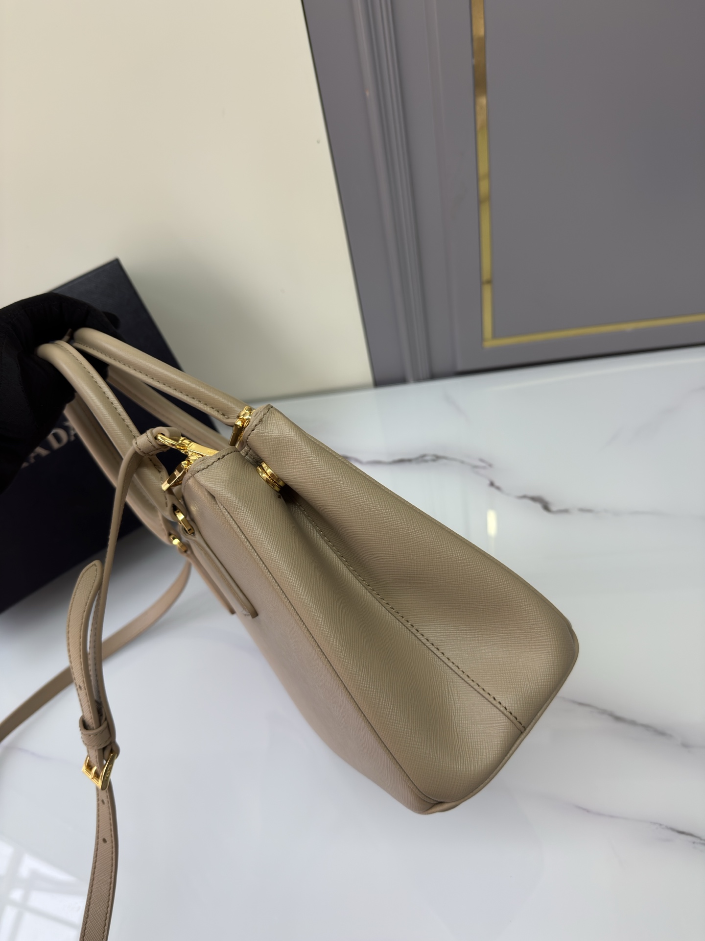 [TOP] PRADA Galleria Saffiano Bag 20x15x9.5cm/28x20x12cm - Brown