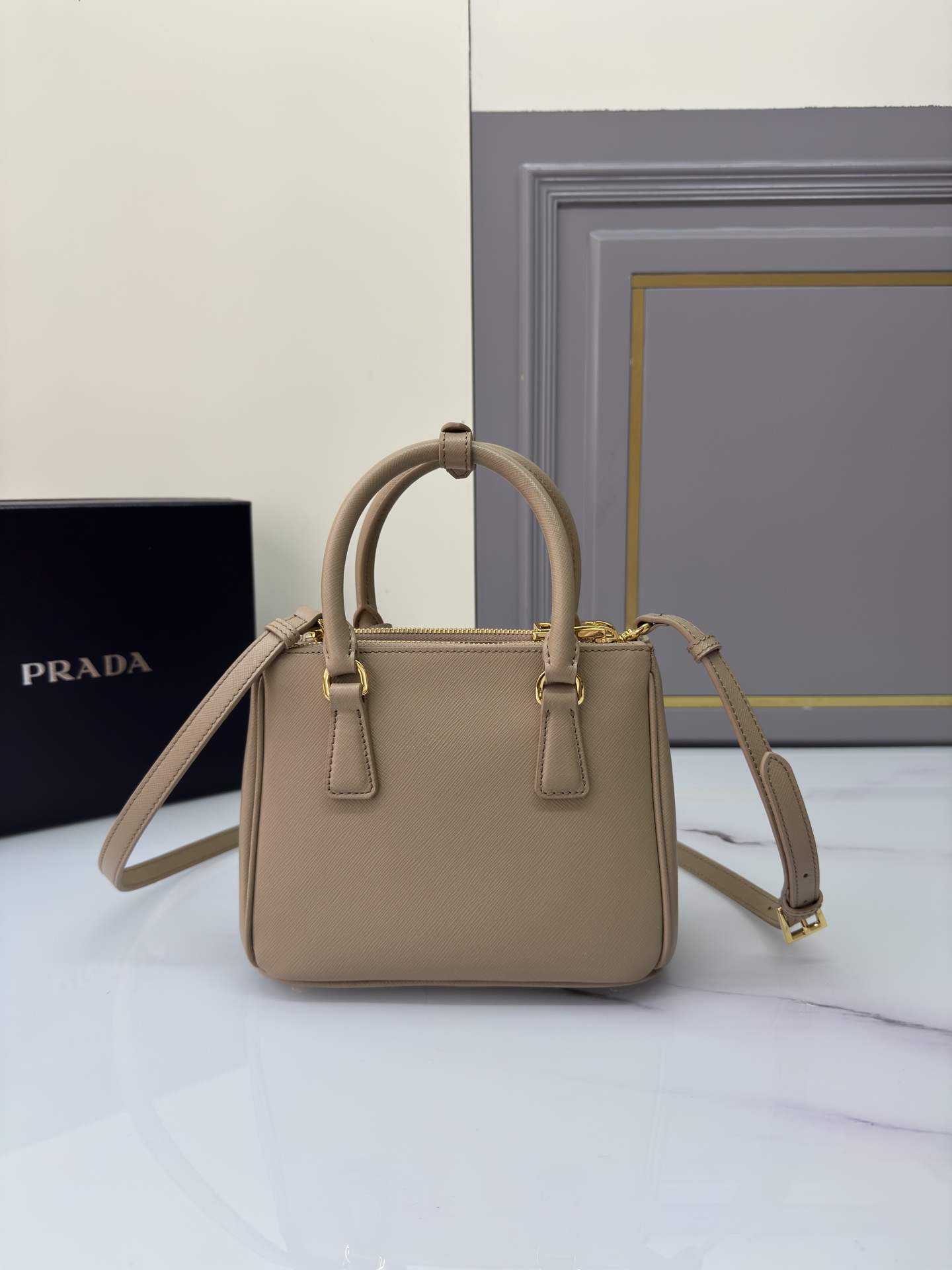 [TOP] PRADA Galleria Saffiano Bag 20x15x9.5cm/28x20x12cm - Brown