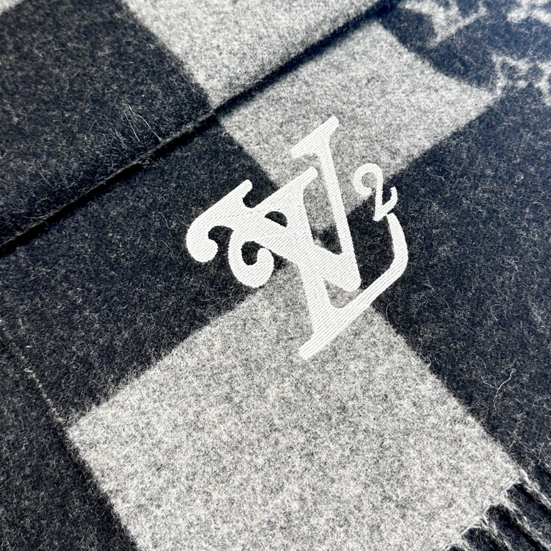 [TOP] Louis Vuitton LV Cashmare Monogram Scarf - Black