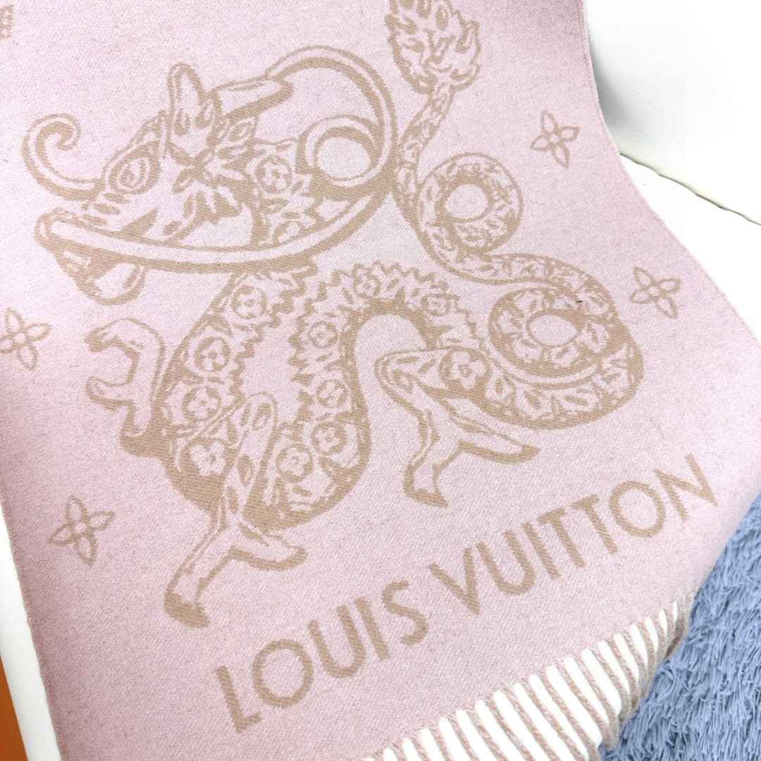 [TOP] Louis Vuitton LV Cashmare Monogram Scarf 170x45cm - Pink/Khaki