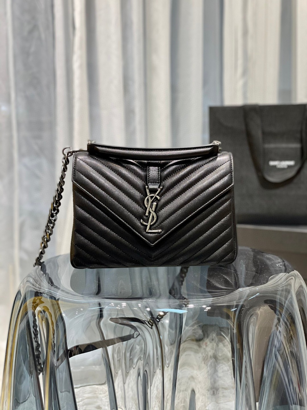 [TOP] Yves Saint Laurent YSL Small College Bag 24×17×6cm - Black & SHW