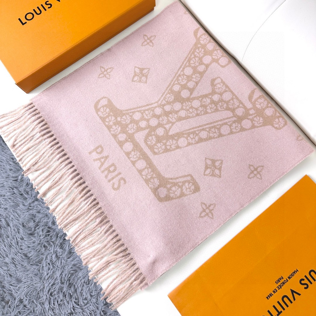 [TOP] Louis Vuitton LV Cashmare Monogram Scarf 170x45cm - Pink/Khaki