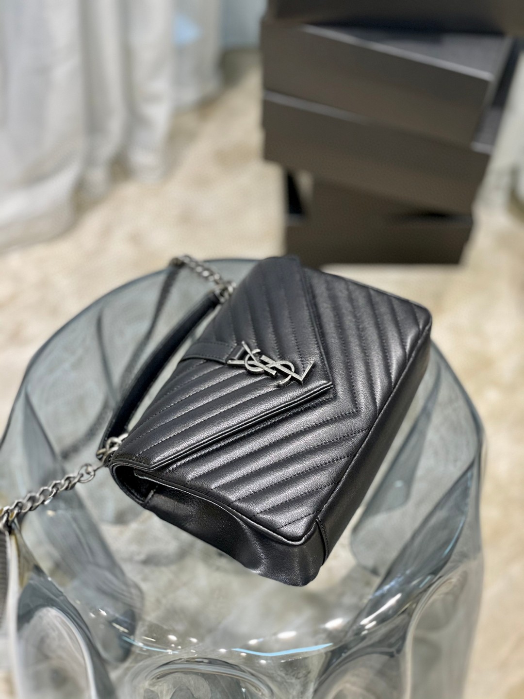 [TOP] Yves Saint Laurent YSL Small College Bag 24×17×6cm - Black & SHW