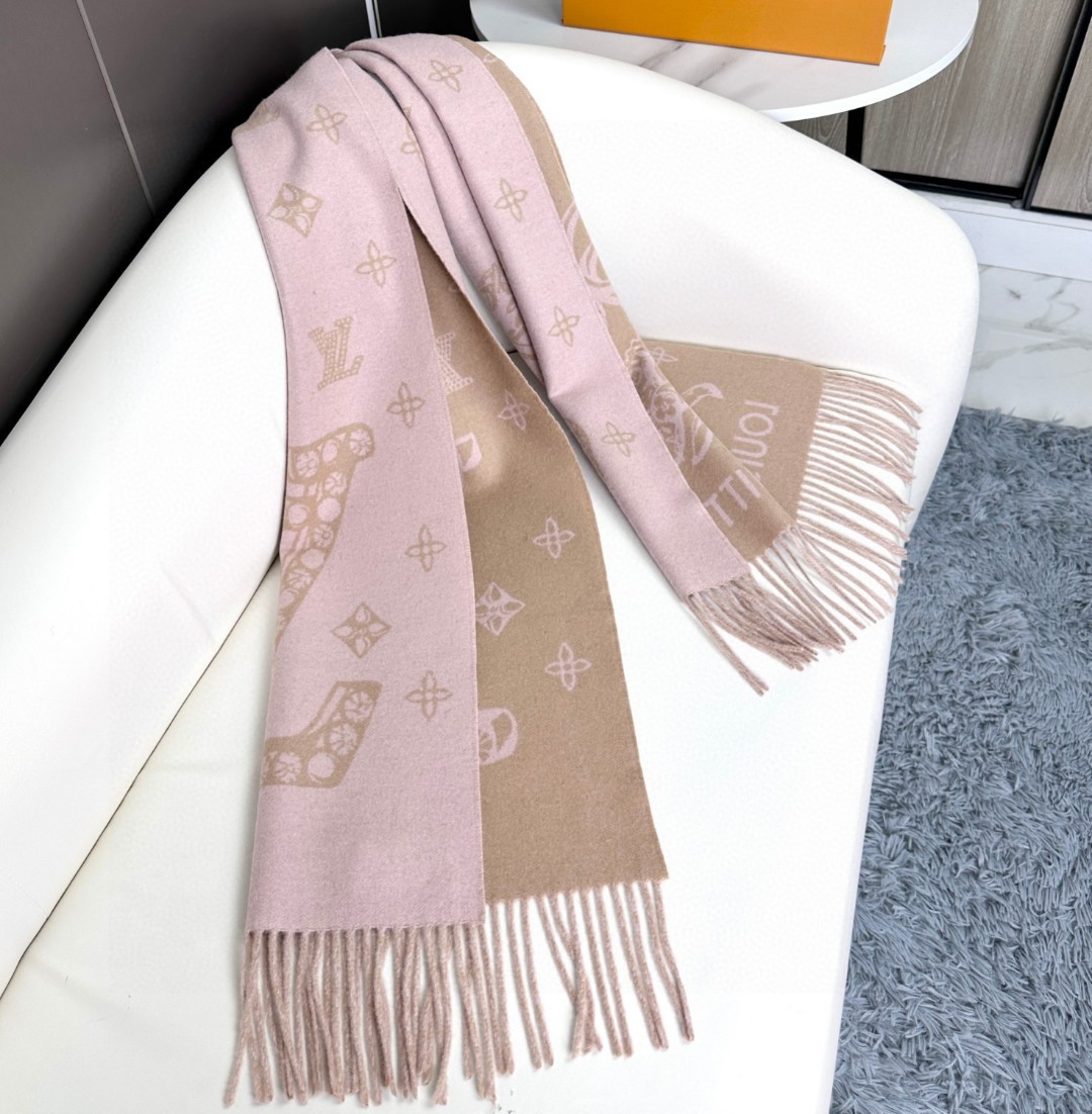 [TOP] Louis Vuitton LV Cashmare Monogram Scarf 170x45cm - Pink/Khaki