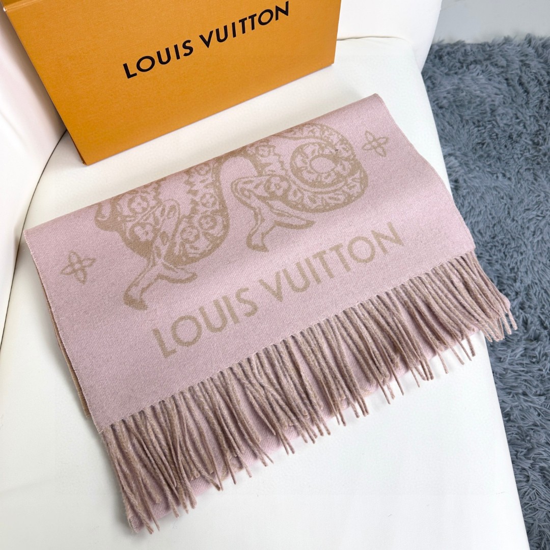 [TOP] Louis Vuitton LV Cashmare Monogram Scarf 170x45cm - Pink/Khaki
