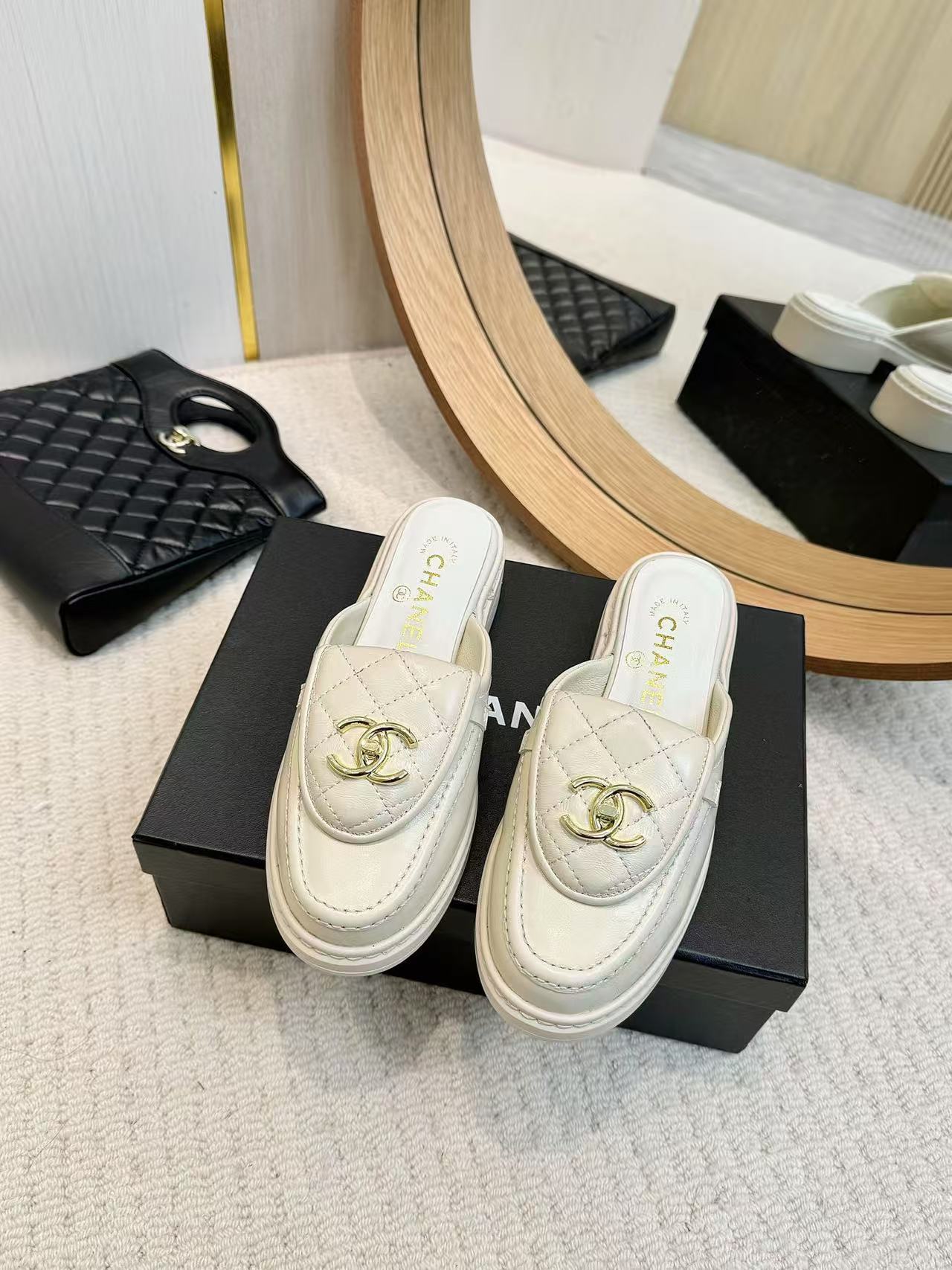 [TOP] CHANEL Leather Mules Shoes - 7 Colors