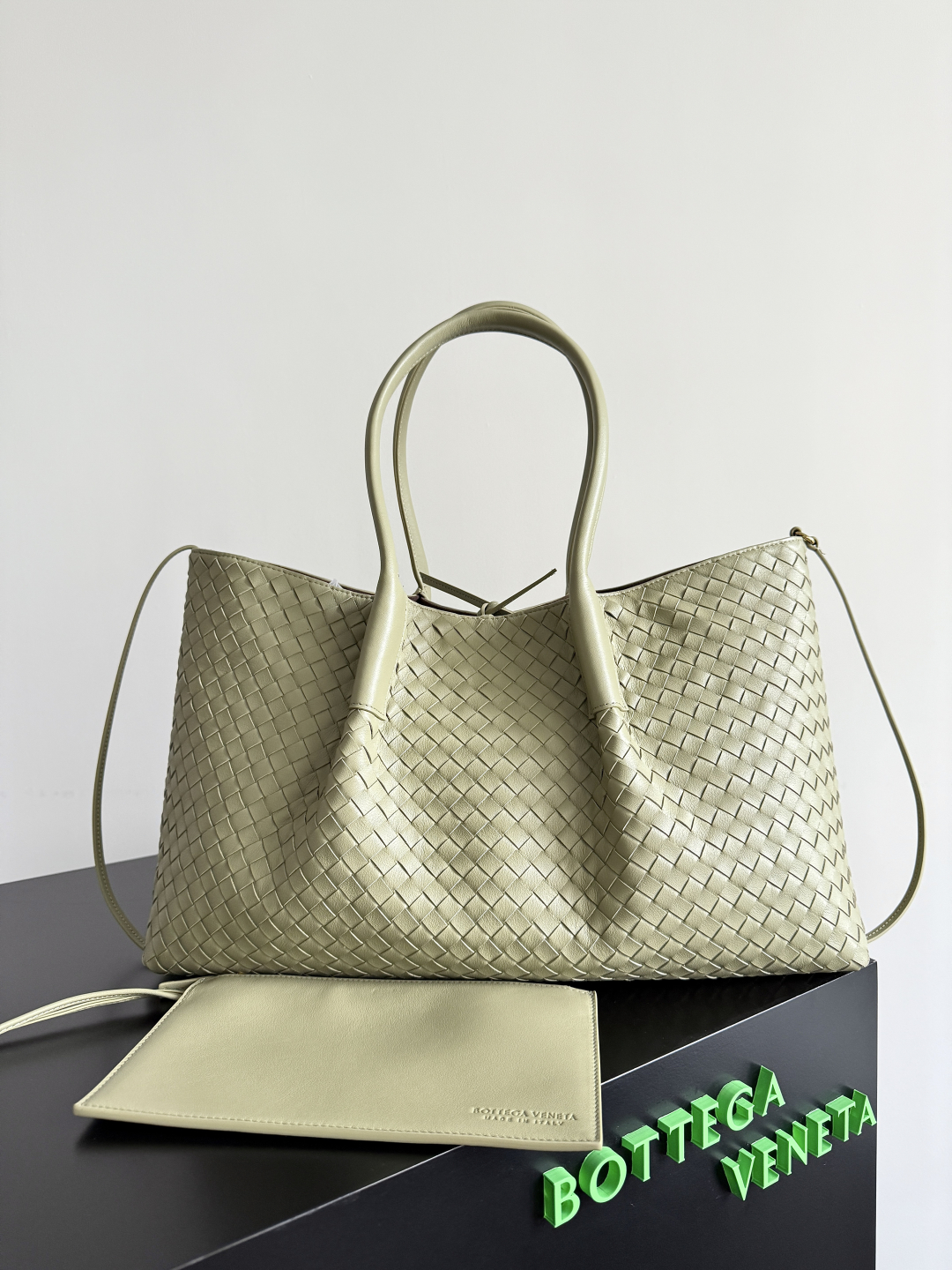 [TOP] Bottega Veneta BV Pinacoteca Bag 43x23x17.5cm - Green/Chocolate