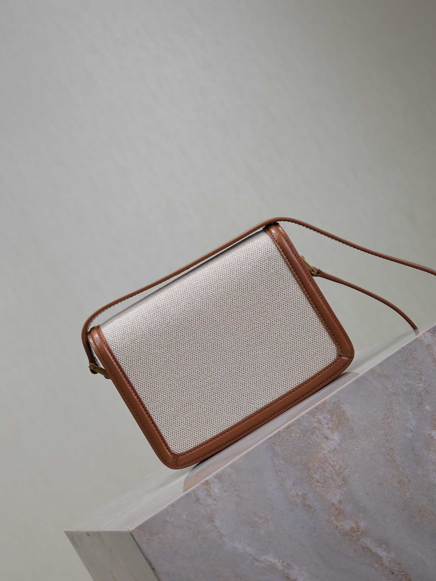 [TOP] Yves Saint Laurent YSL Solferino Bags Cowhide with Cotton and Linen 19/23cm - Brown/White&GHW