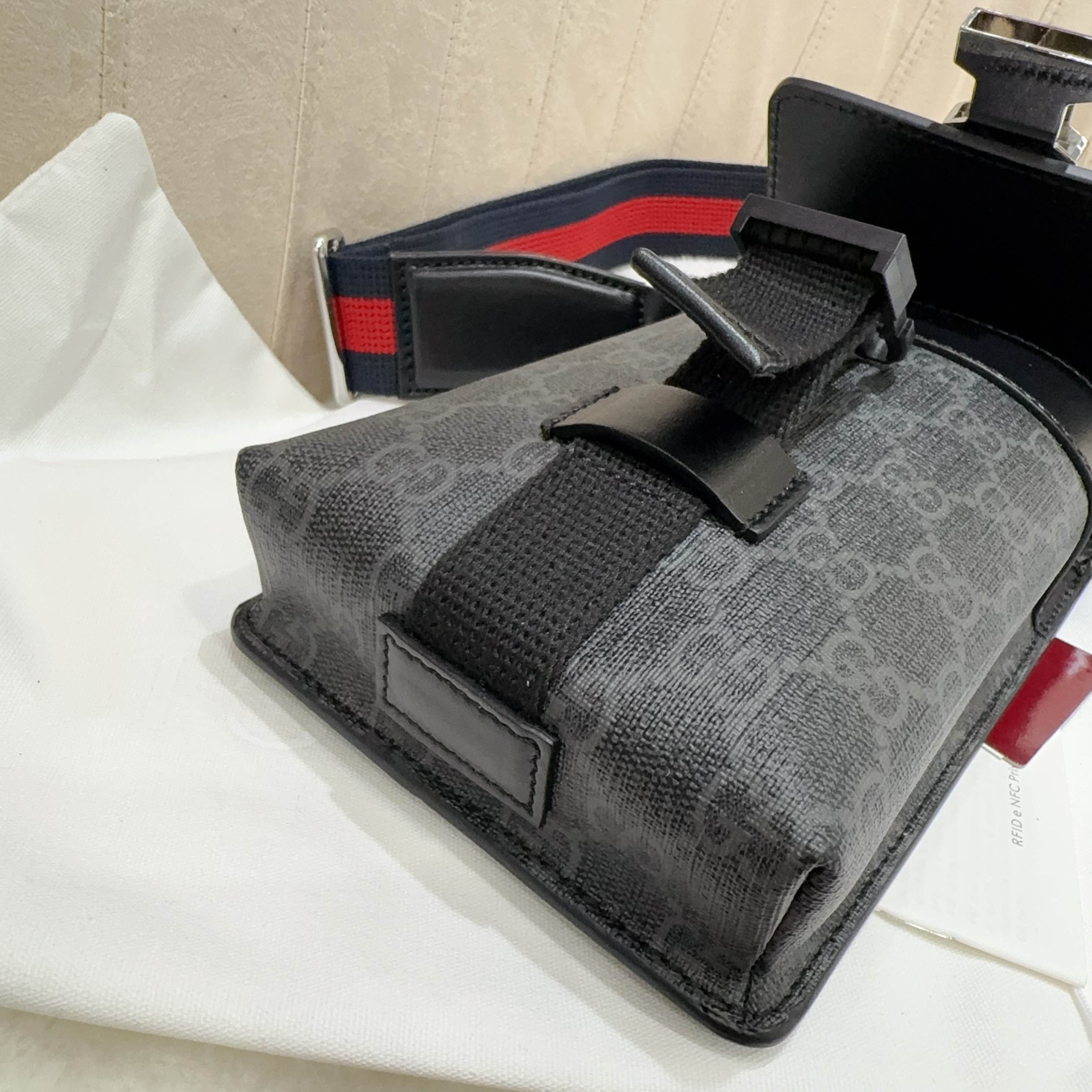 [TOP] GUCCI GG Supreme Men's Crossbody Bag 18*11*4cm - Gray