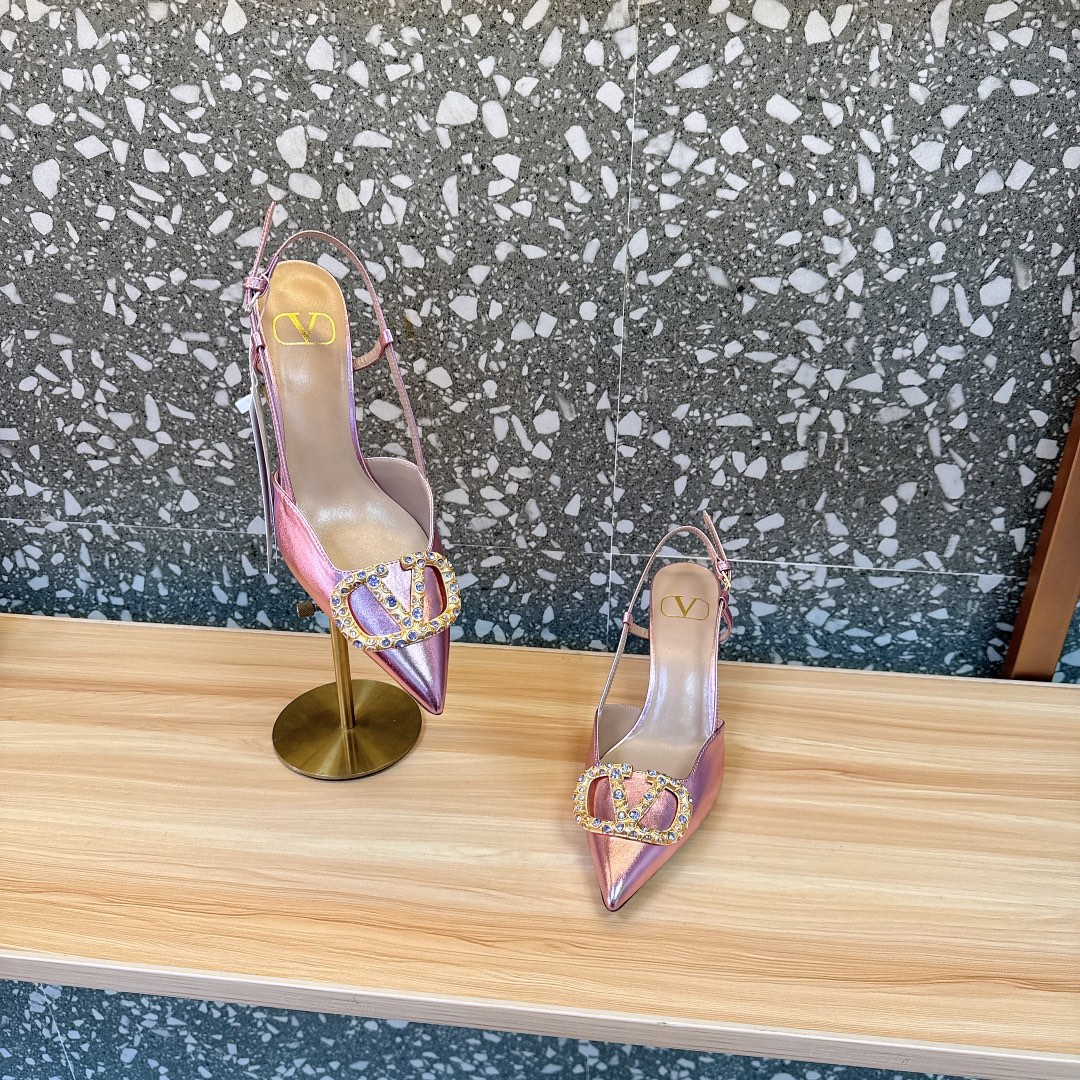 [TOP] VALENTINO VLOGO Signature Slingback High Heels - Pink