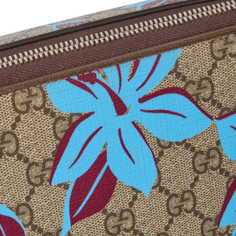 [TOP] GUCCI GG Supreme Flora Bags 22.5*14*7.5cm - Brown