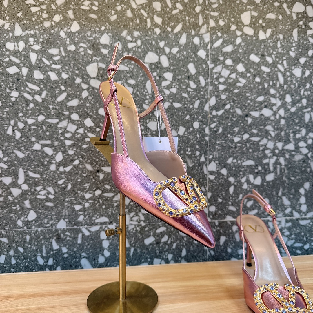 [TOP] VALENTINO VLOGO Signature Slingback High Heels - Pink