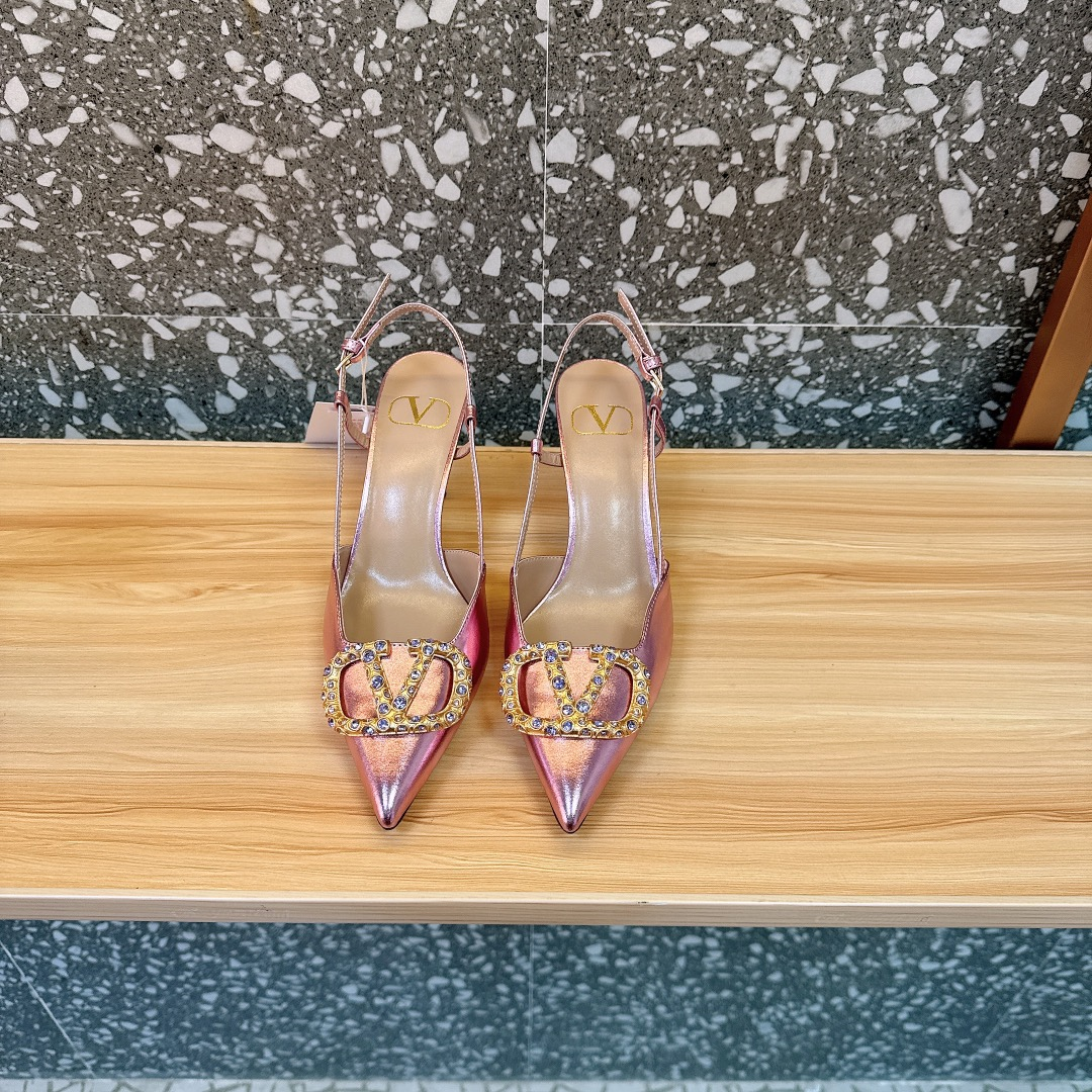 [TOP] VALENTINO VLOGO Signature Slingback High Heels - Pink