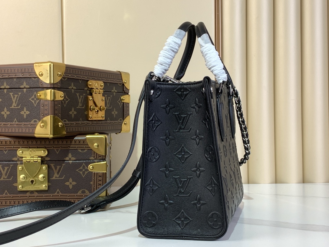 [TOP] Louis Vuitton LV On The Go Tote Bag Monogram Bold 25x19x11.5cm - Black