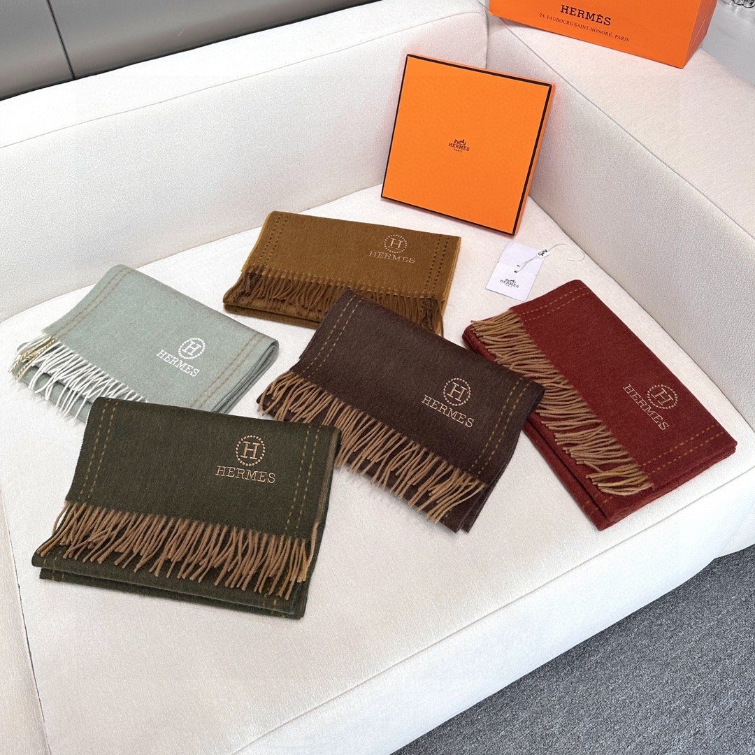 [TOP] HERMES Cashmere Scarf 200x32 cm - 5 Colors
