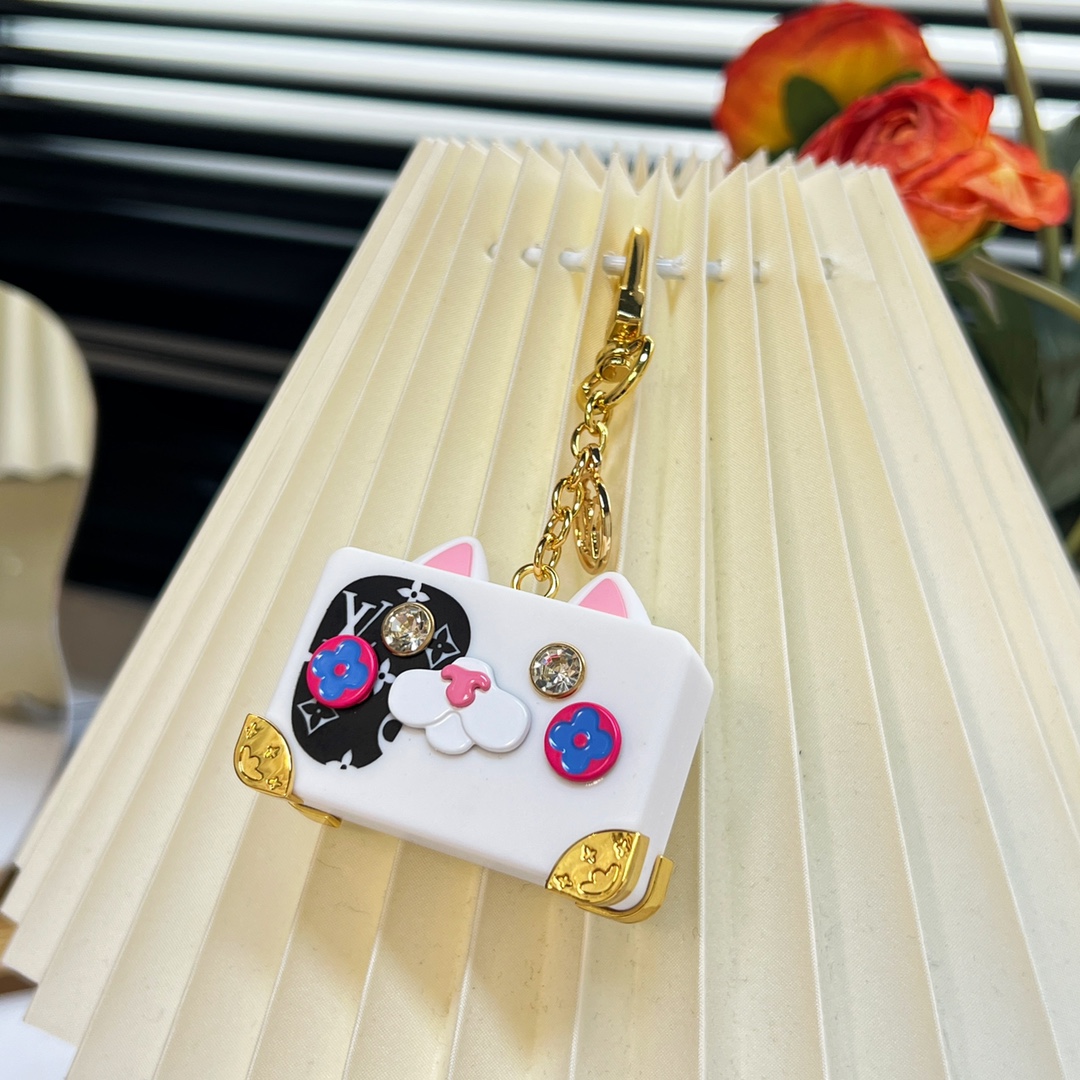 [TOP] Louis Vuitton LV Cat Trunk Keychain-White