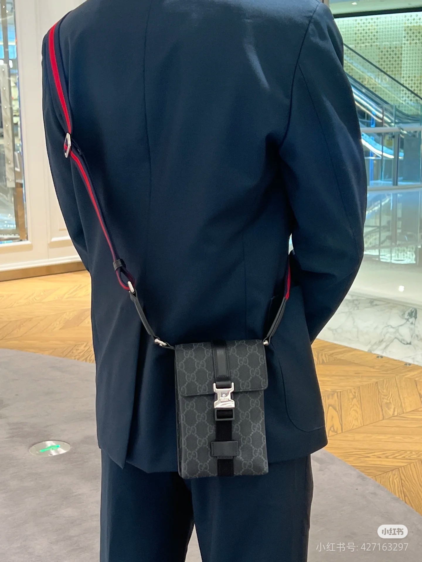 [TOP] GUCCI GG Supreme Men's Crossbody Bag 18*11*4cm - Gray