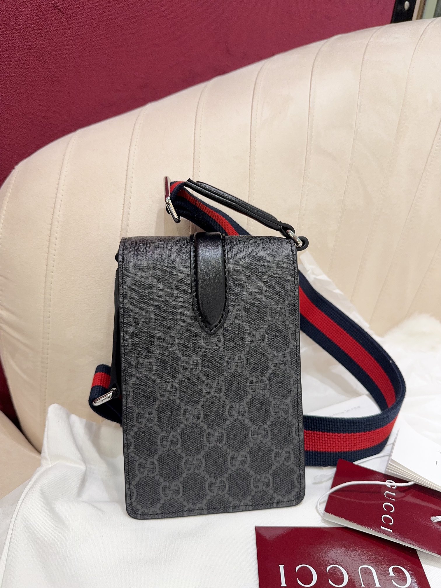 [TOP] GUCCI GG Supreme Men's Crossbody Bag 18*11*4cm - Gray