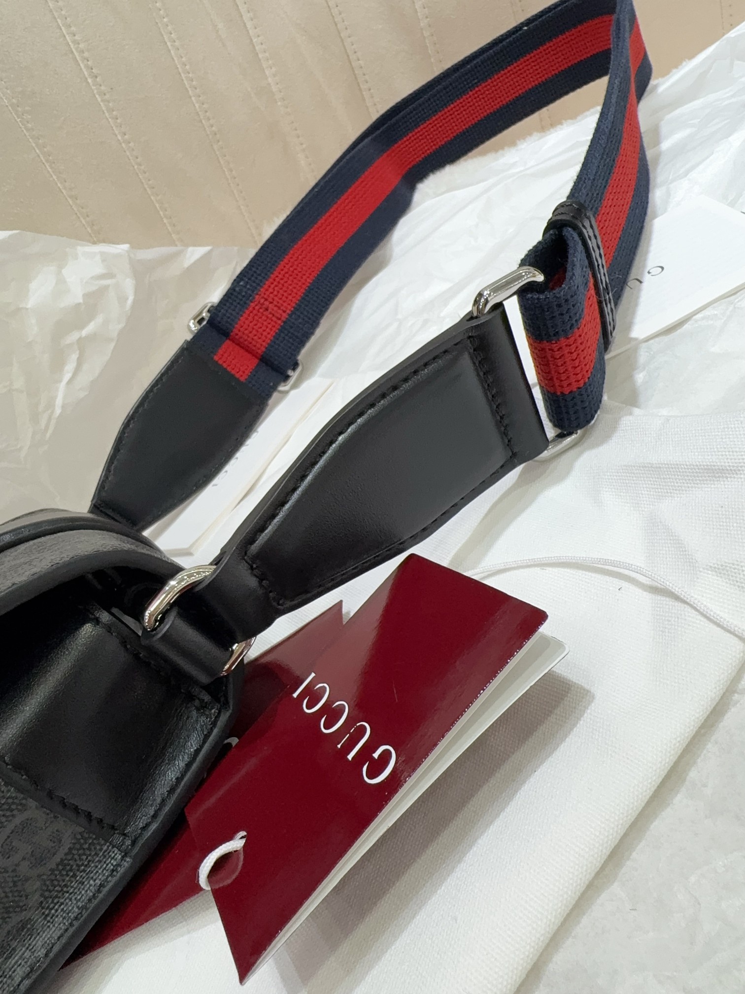 [TOP] GUCCI GG Supreme Men's Crossbody Bag 18*11*4cm - Gray