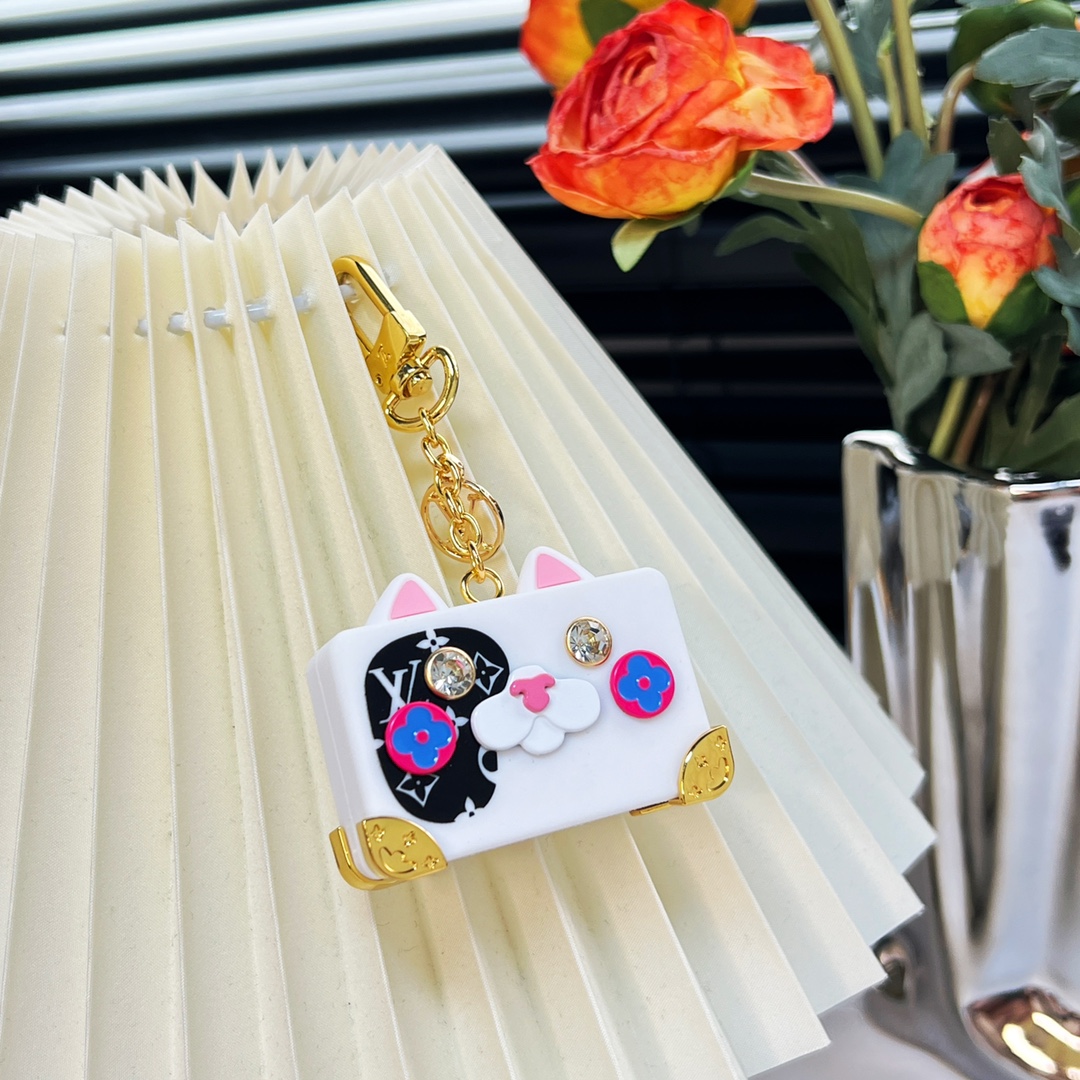 [TOP] Louis Vuitton LV Cat Trunk Keychain-White