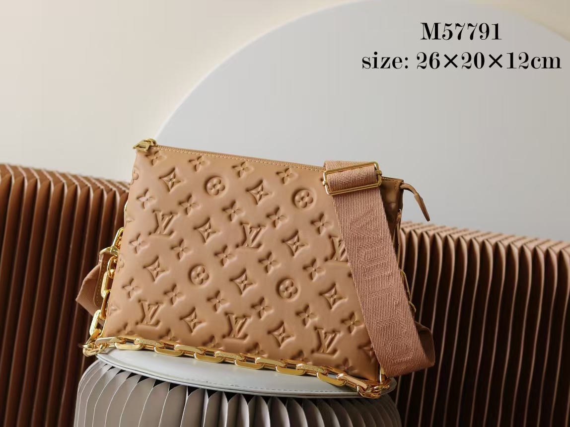 [TOP] Louis Vuitton LV Coussin Bag 22x17x8cm/26x20x12cm - Dark Beige