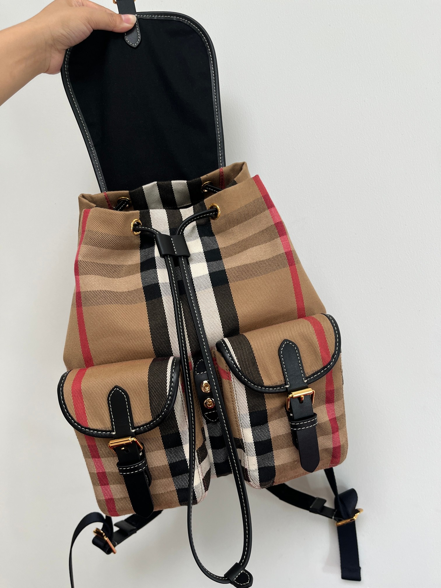 [TOP] BURBERRY Cotton Backpack 33x26x18cm -  Beige