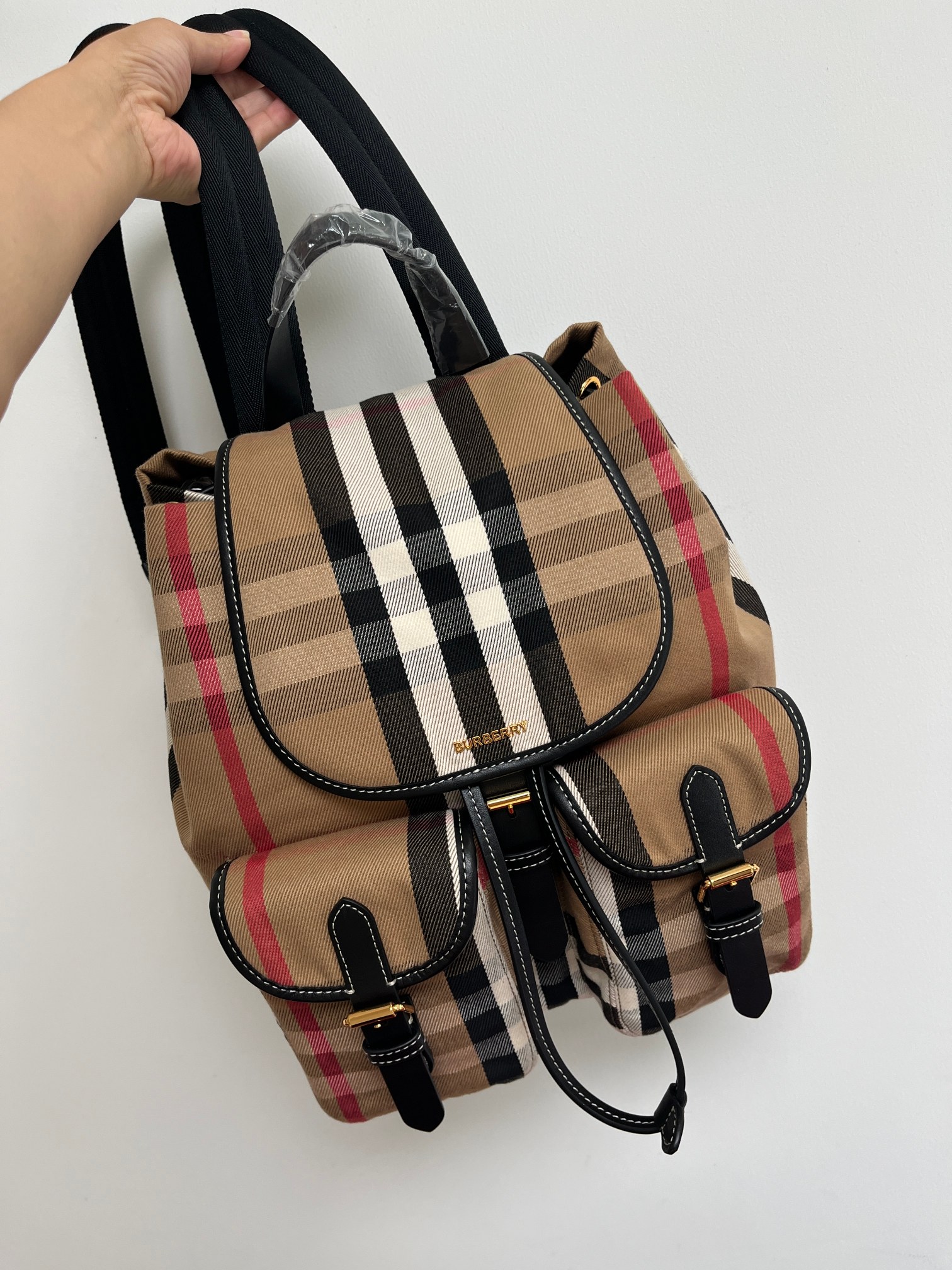 [TOP] BURBERRY Cotton Backpack 33x26x18cm -  Beige