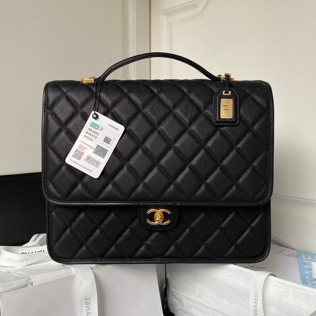 [TOP] CHANEL Backpack Bag 31.5*31*9cm - Black&GHW