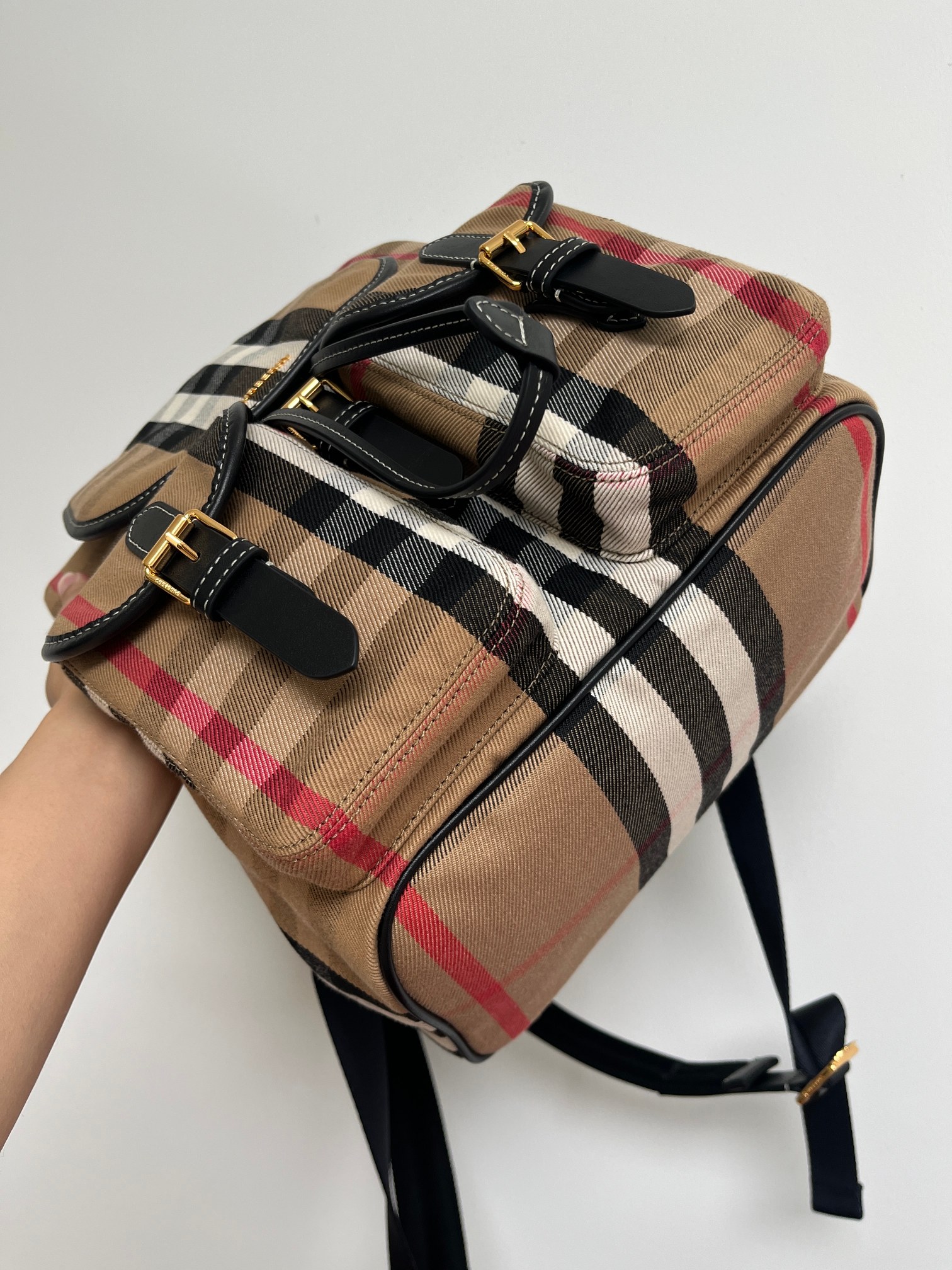 [TOP] BURBERRY Cotton Backpack 33x26x18cm -  Beige