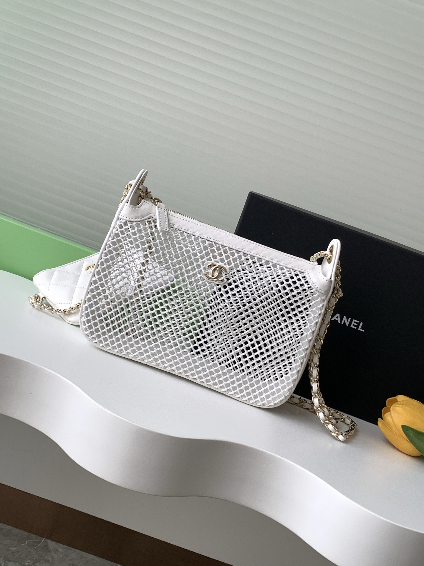 [TOP] CHANEL Hollow Mesh Bag 20*13*4.5cm - GHW - 2 Colour
