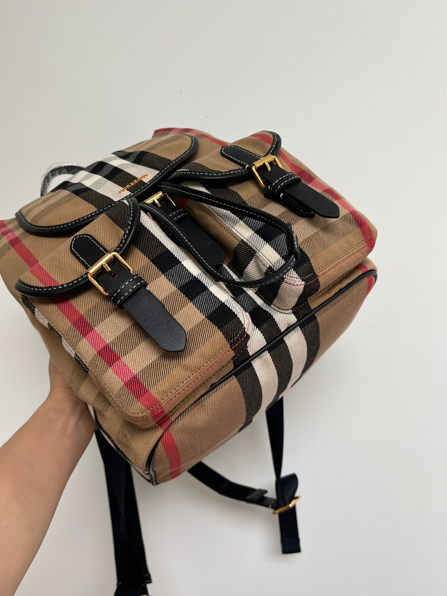 [TOP] BURBERRY Cotton Backpack 33x26x18cm -  Beige