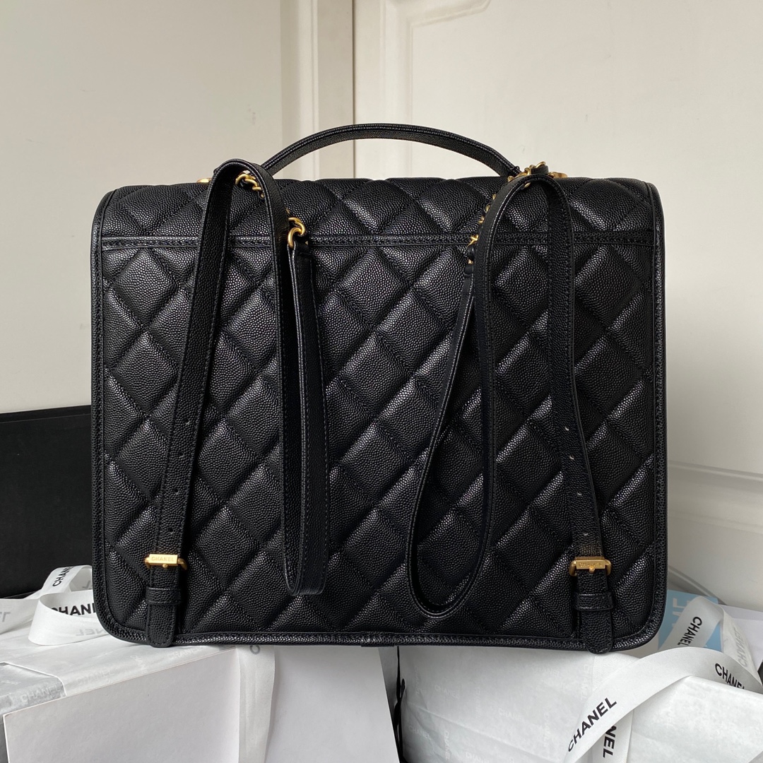 [TOP] CHANEL Backpack Bag 31.5*31*9cm - Black&GHW