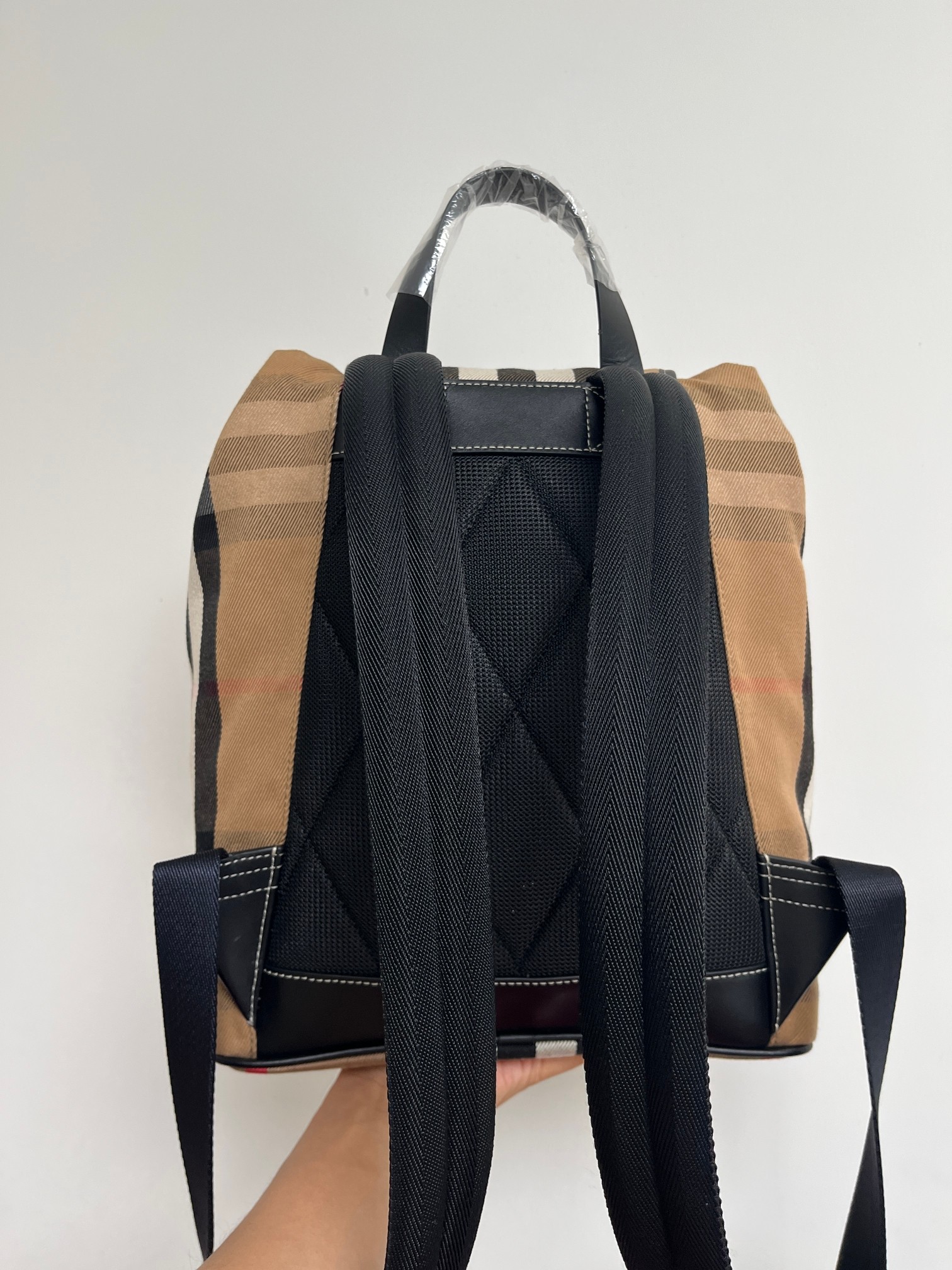 [TOP] BURBERRY Cotton Backpack 33x26x18cm -  Beige