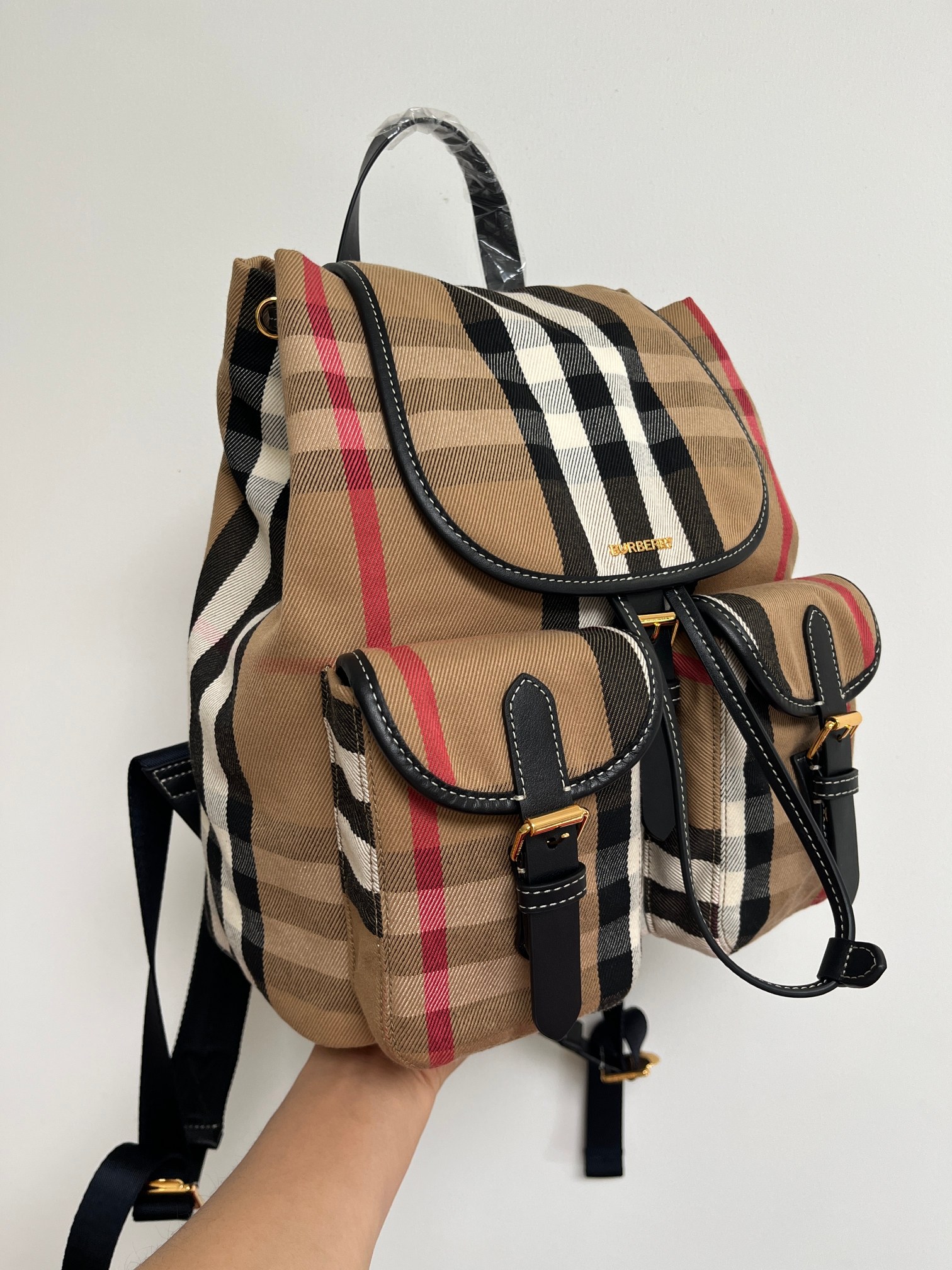 [TOP] BURBERRY Cotton Backpack 33x26x18cm -  Beige