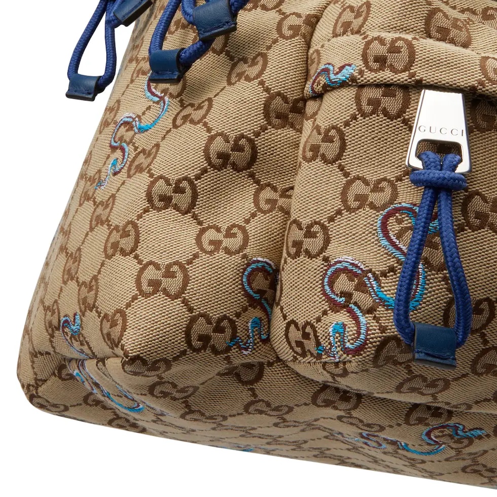 [TOP] GUCCI Leather Backpack 40*36.5*23cm - Beige&Blue