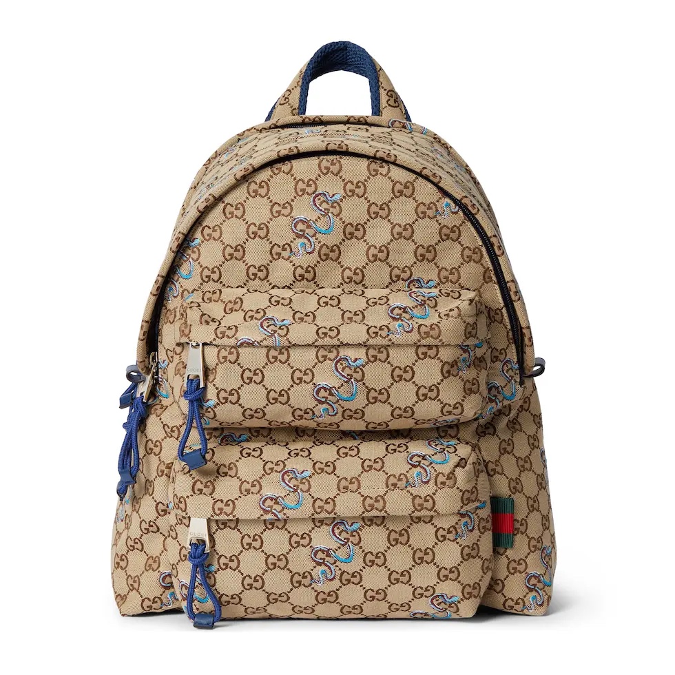 [TOP] GUCCI Leather Backpack 40*36.5*23cm - Beige&Blue