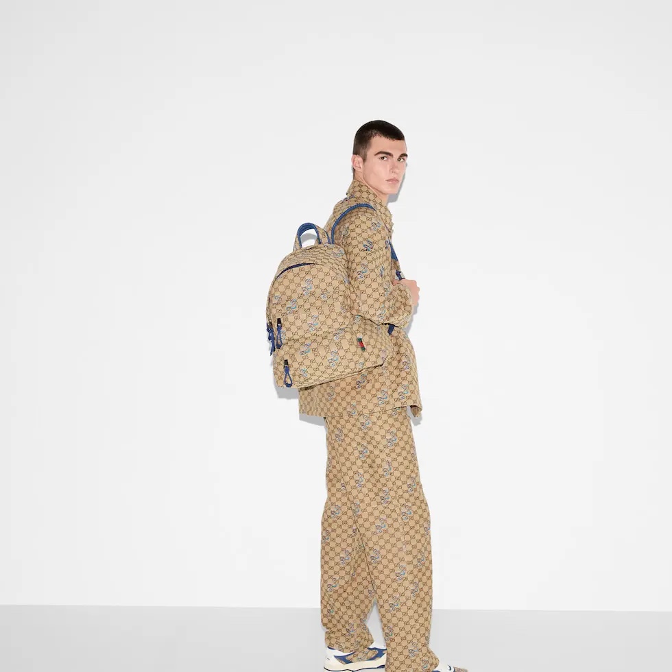 [TOP] GUCCI Leather Backpack 40*36.5*23cm - Beige&Blue