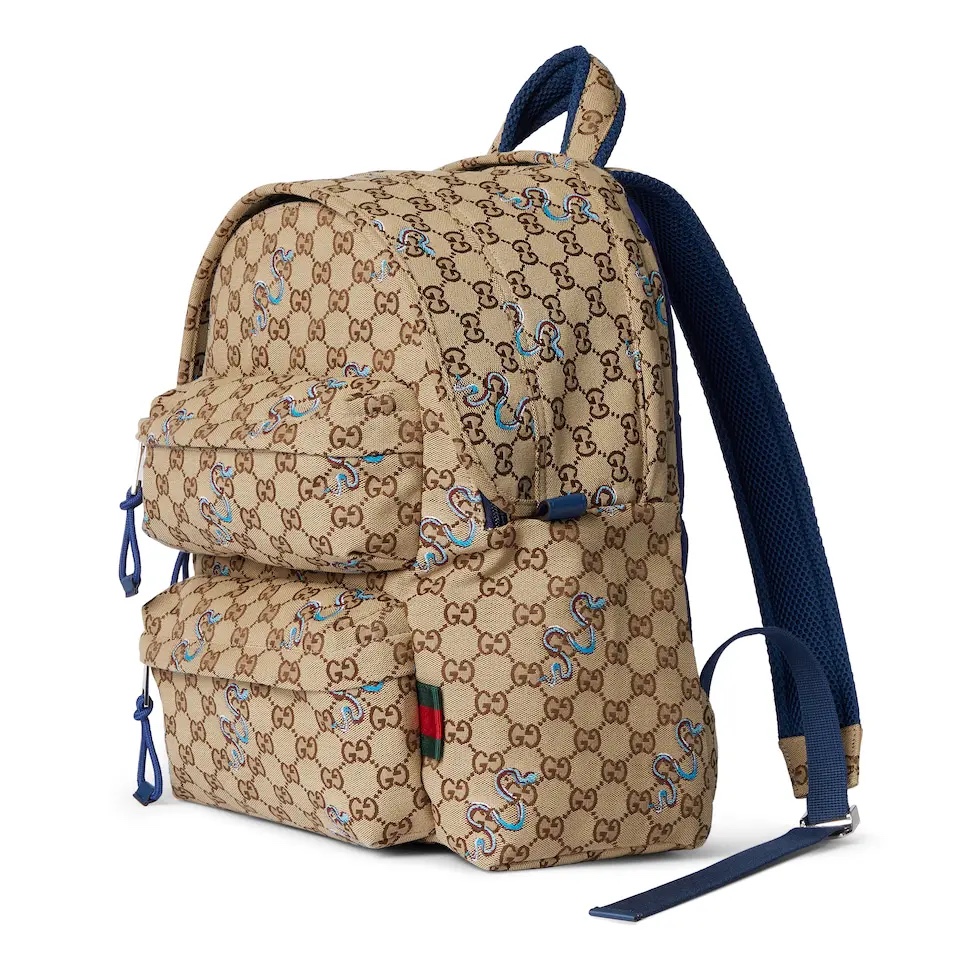 [TOP] GUCCI Leather Backpack 40*36.5*23cm - Beige&Blue