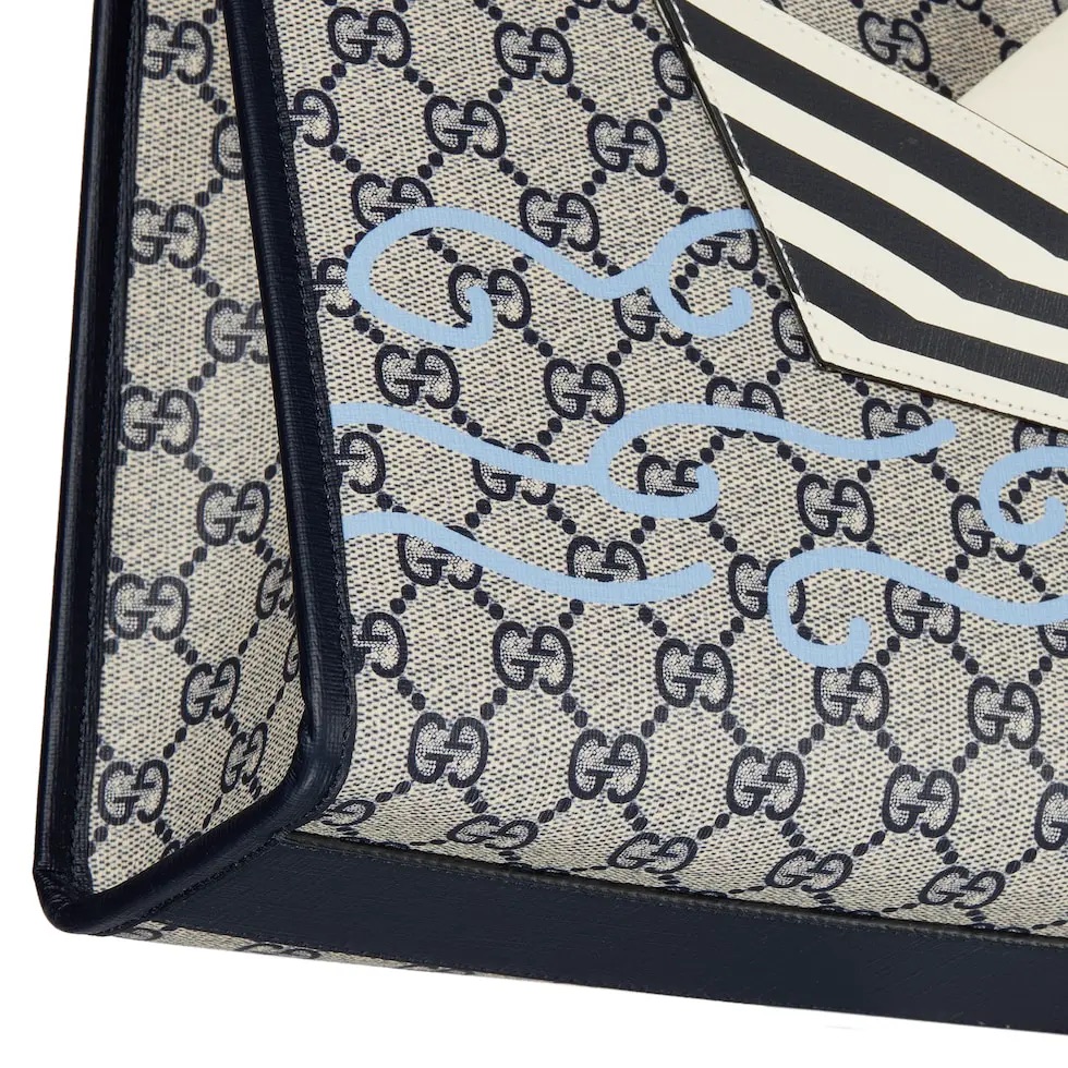 [TOP] GUCCI GG Supreme Canvas Tote Bag 28.5x25x11cm - Beige&Blue