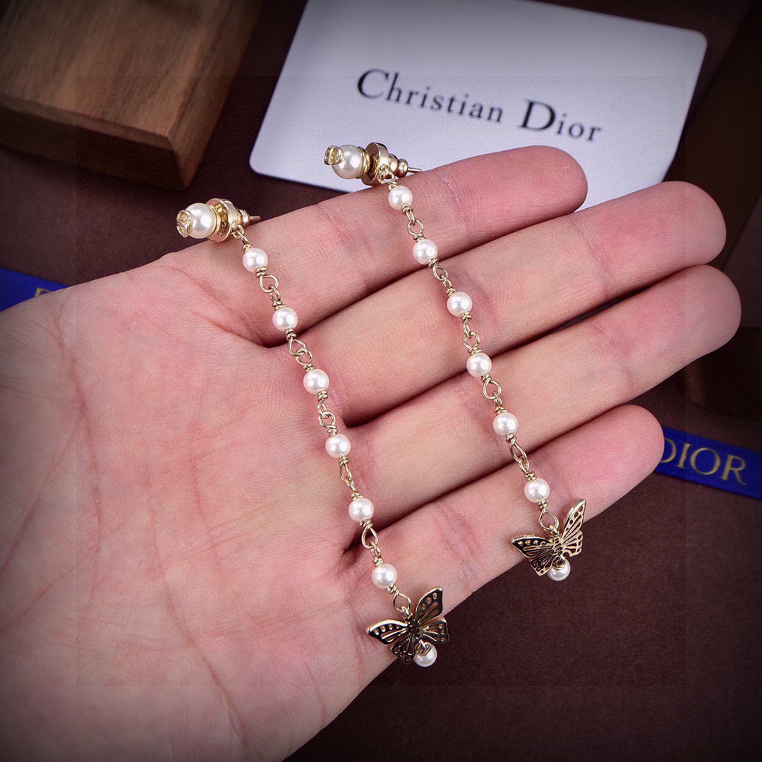[TOP] Christian Dior Butterfly Earrings -Gold