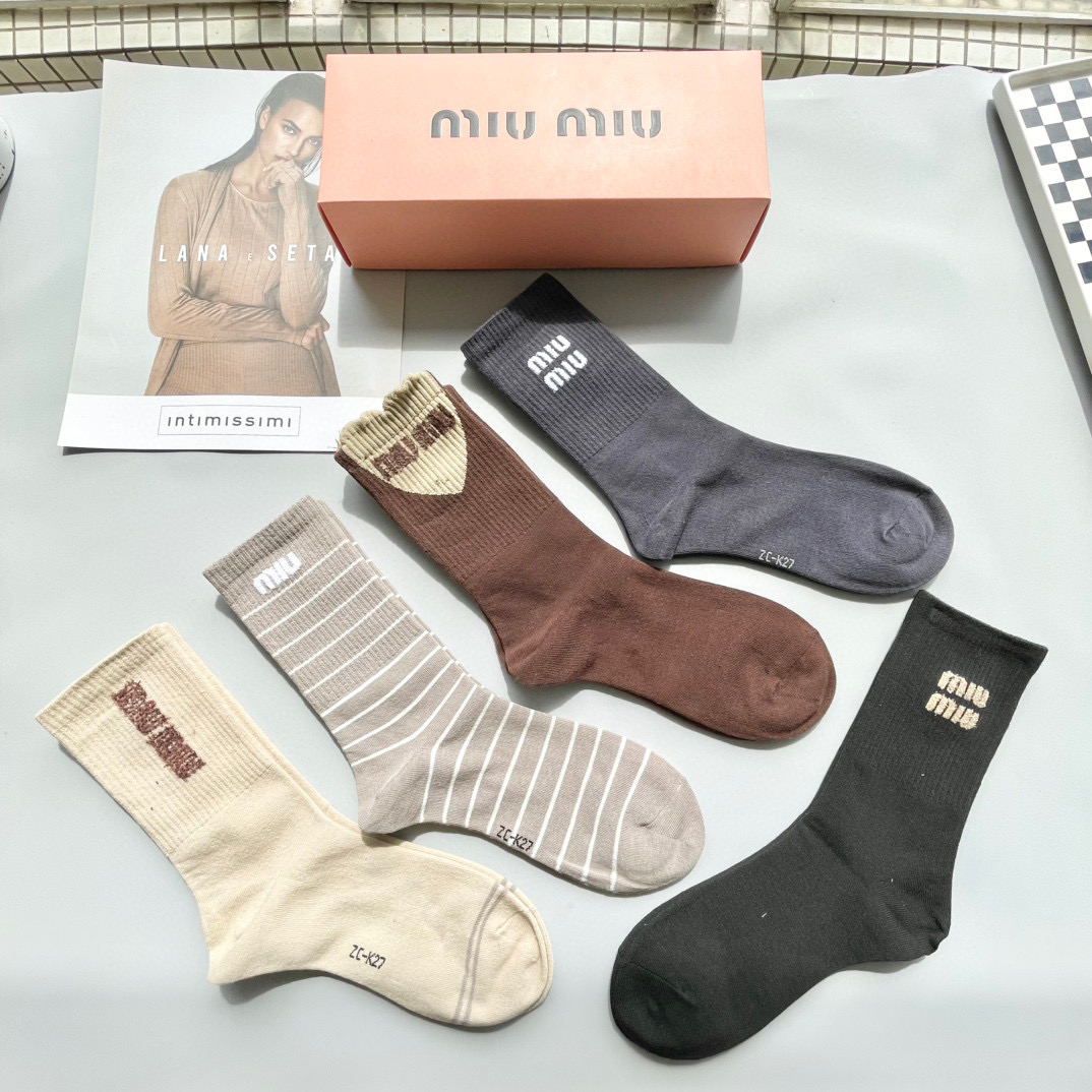 [TOP] Miu Miu Socks - 5 Pieces as a Set
