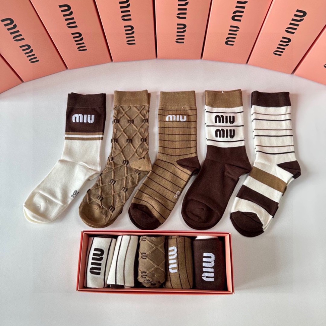 [TOP] Miu Miu Socks - 5 Pieces as a Set
