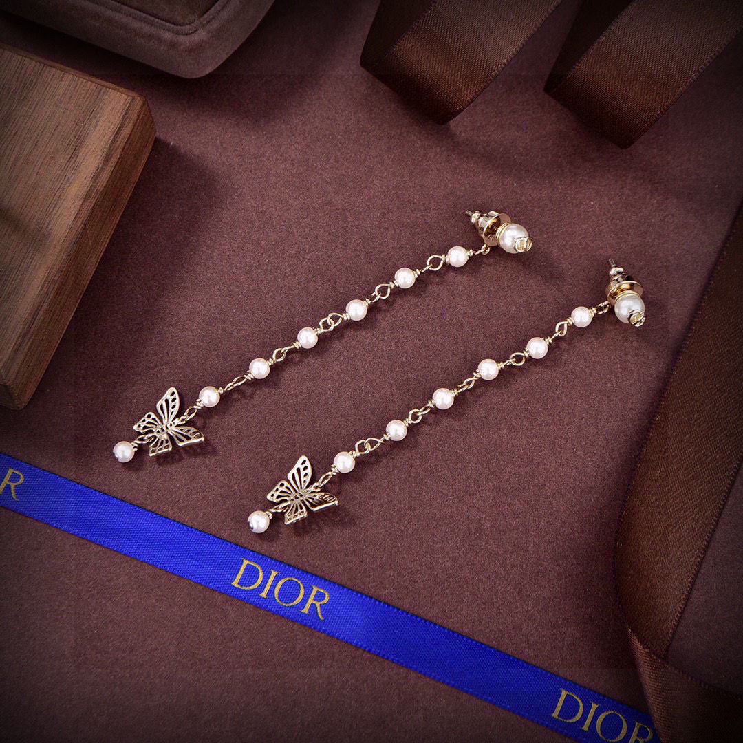 [TOP] Christian Dior Butterfly Earrings -Gold