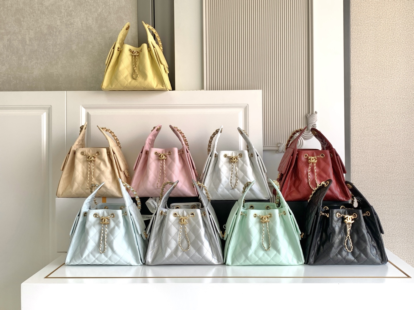 [TOP] CHANEL Hobo Shopping Bag  30x26x14cm - 9 Colors