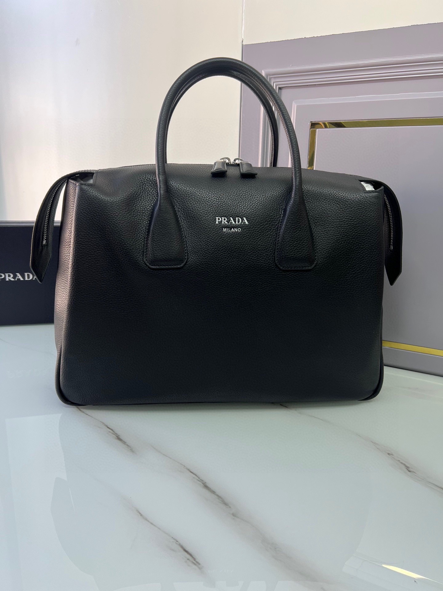 [TOP] PRADA Travel Bags Cowhide 50x33x19cm - Black