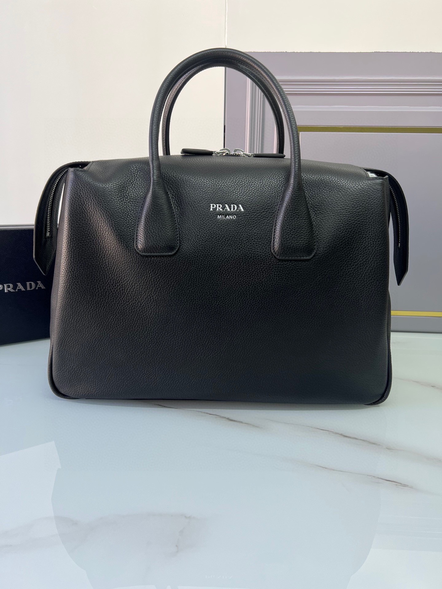 [TOP] PRADA Travel Bags Cowhide 50x33x19cm - Black