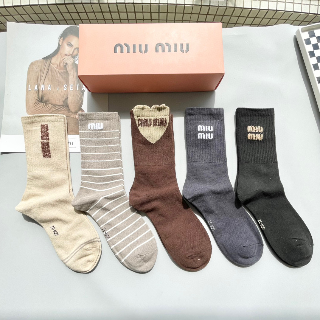 [TOP] Miu Miu Socks - 5 Pieces as a Set