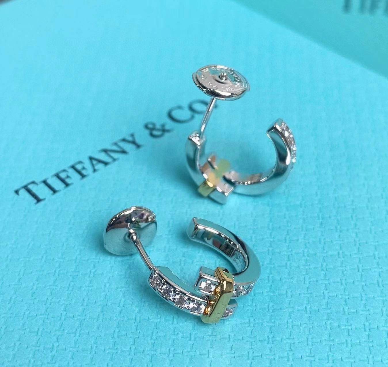 [TOP] Tiffany & Co. Diamond  Earrings -Sliver