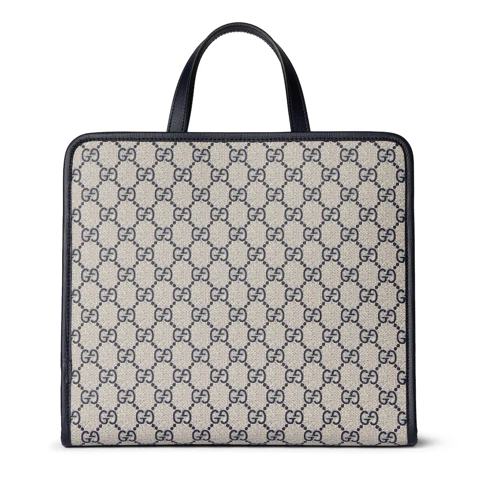 [TOP] GUCCI GG Supreme Canvas Tote Bag 28.5x25x11cm - Beige&Blue
