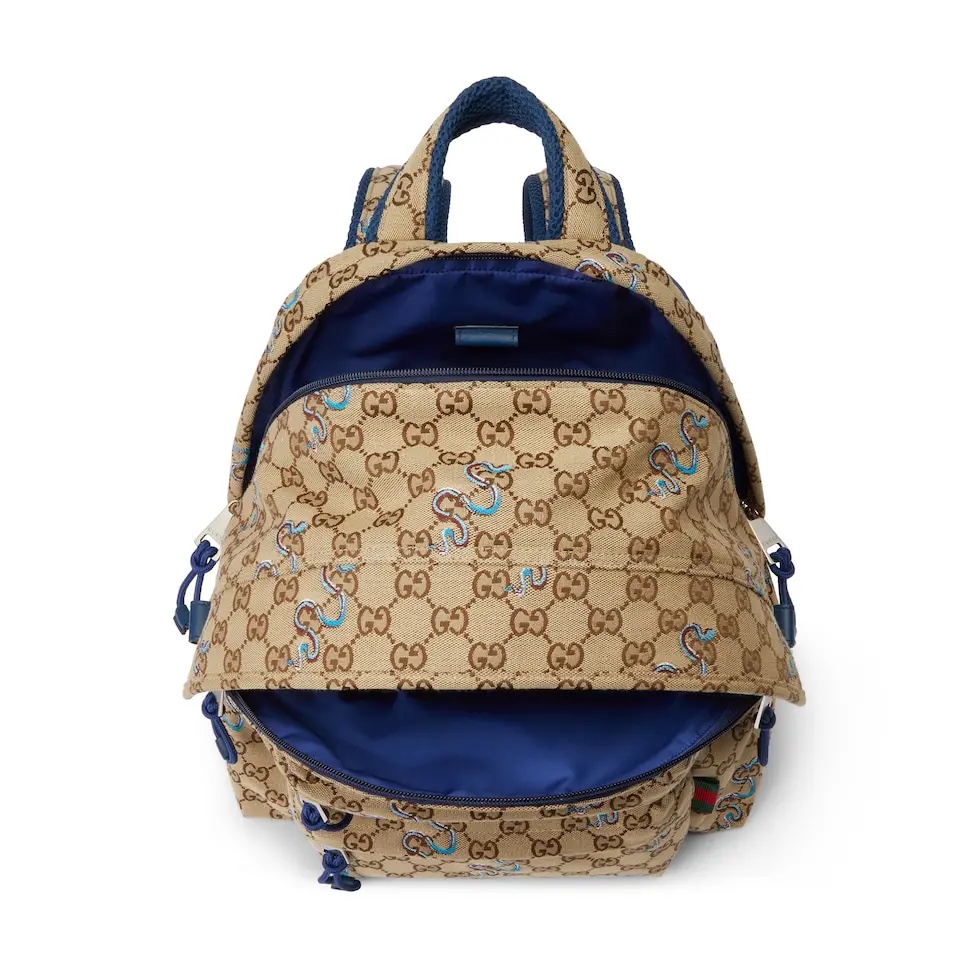 [TOP] GUCCI Leather Backpack 40*36.5*23cm - Beige&Blue